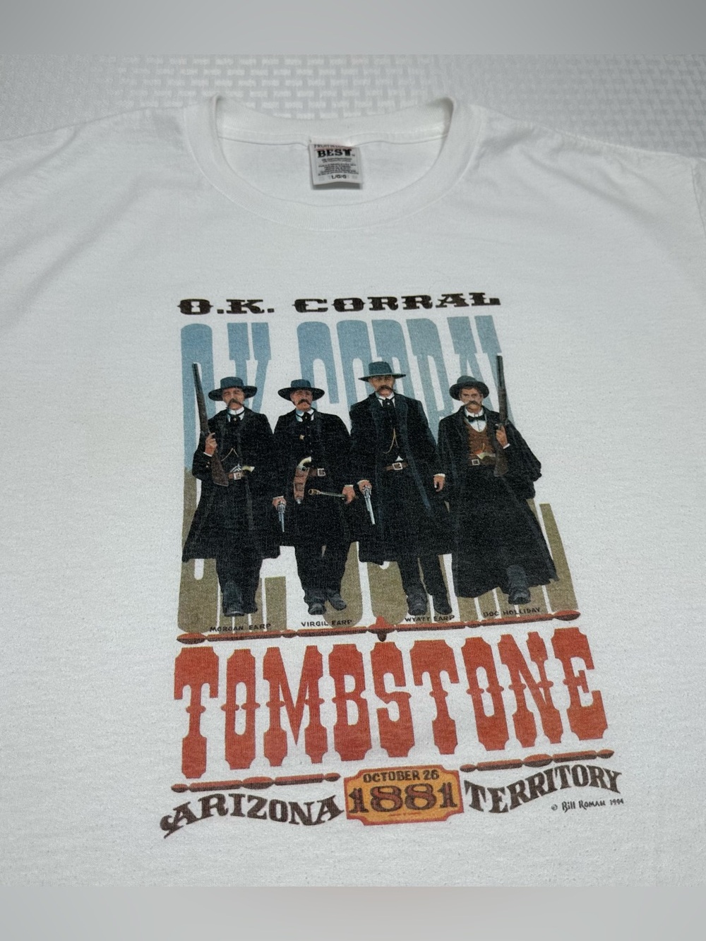 Vintage 90s Tombstone Cowboy Movie Promo T Shirt Size Large Western Tee Doc Earp